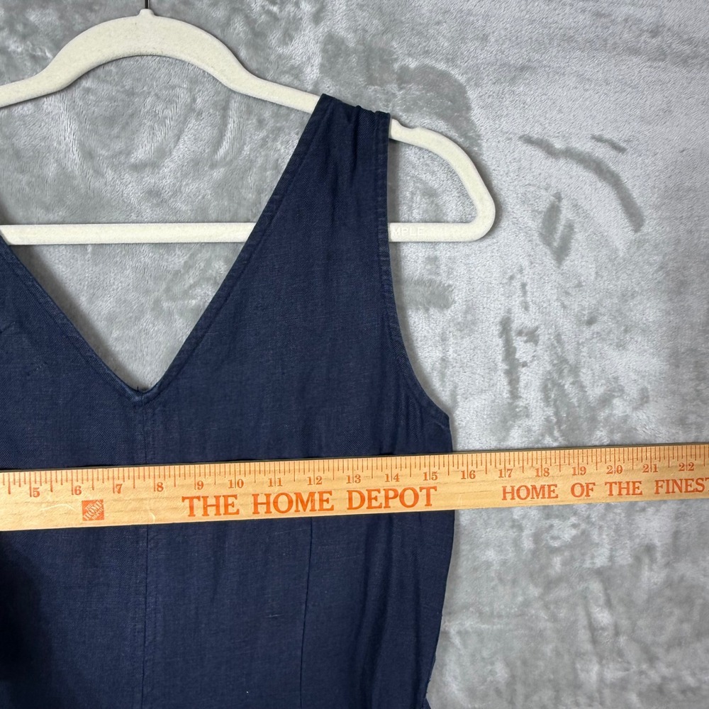 Faherty Catalina Jumpsuit Womens XS Navy Blue 100% Linen Sleeveless V-neck Belt - Picture 14 of 14
